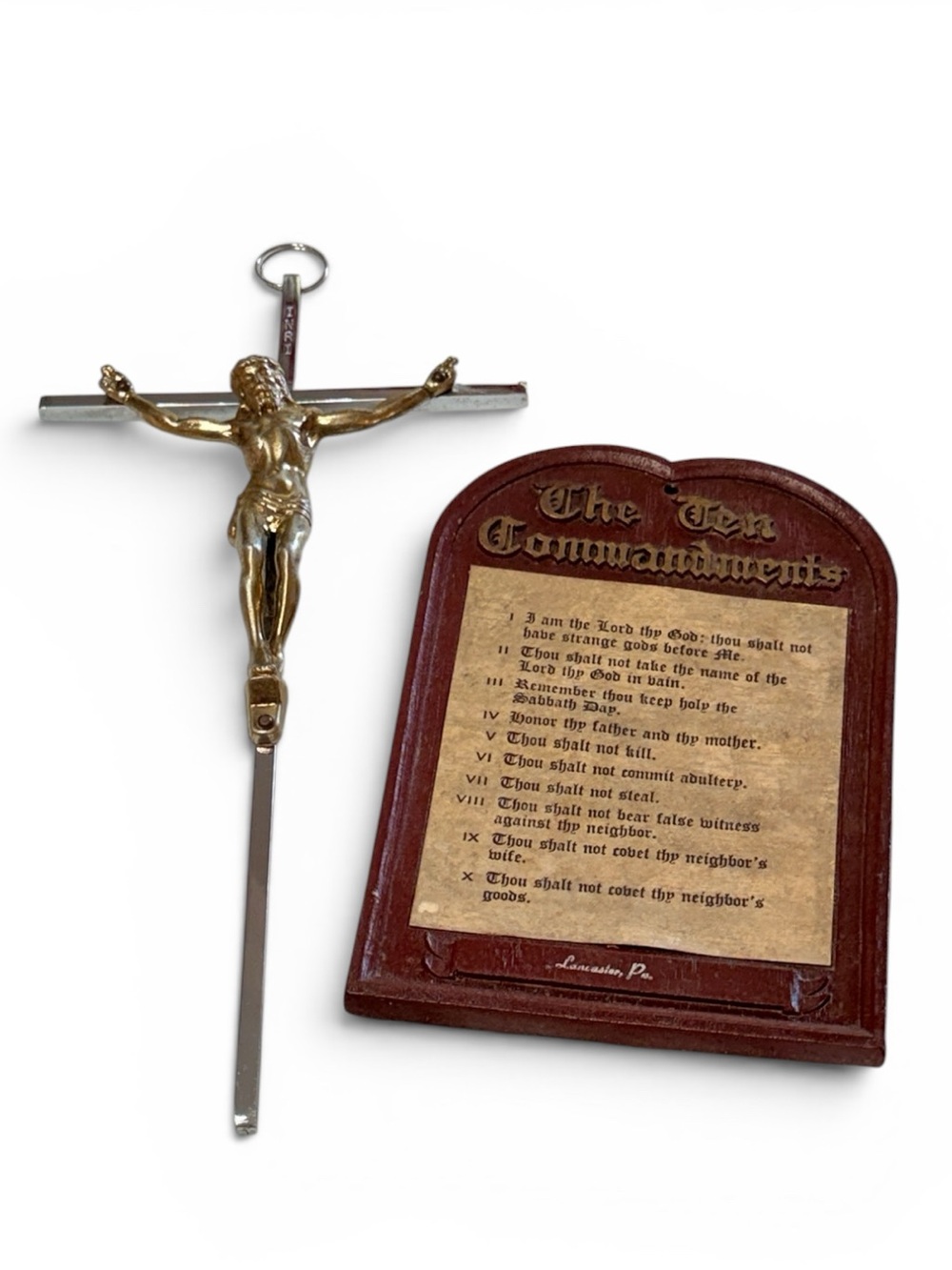 MCM Crucifix Wall Cross & Ten Commandments Plaque